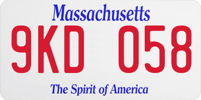 MA license plate 9KD058