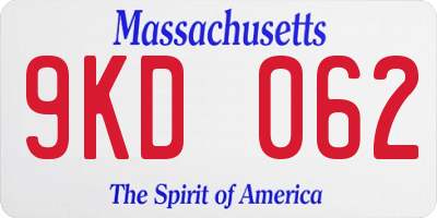 MA license plate 9KD062