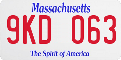 MA license plate 9KD063