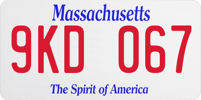 MA license plate 9KD067