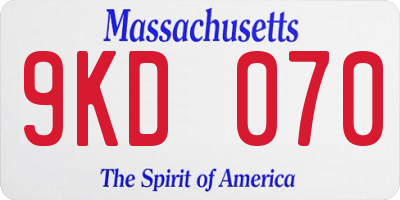 MA license plate 9KD070