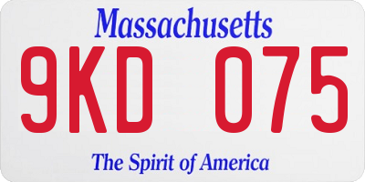 MA license plate 9KD075