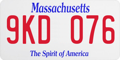 MA license plate 9KD076