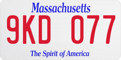 MA license plate 9KD077