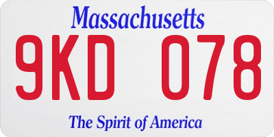 MA license plate 9KD078