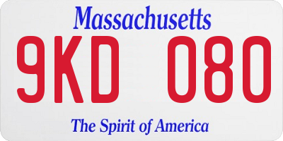 MA license plate 9KD080
