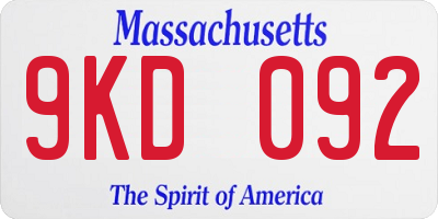 MA license plate 9KD092