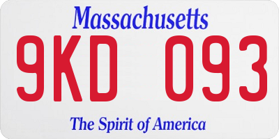 MA license plate 9KD093