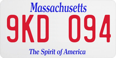 MA license plate 9KD094