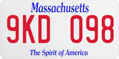 MA license plate 9KD098