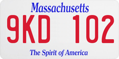 MA license plate 9KD102