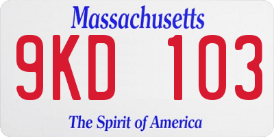 MA license plate 9KD103