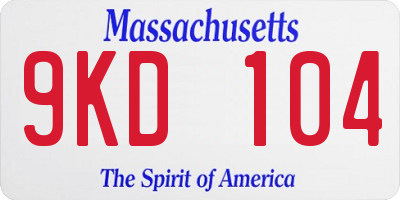 MA license plate 9KD104