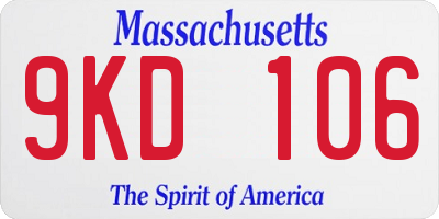 MA license plate 9KD106