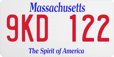 MA license plate 9KD122