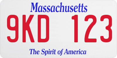 MA license plate 9KD123