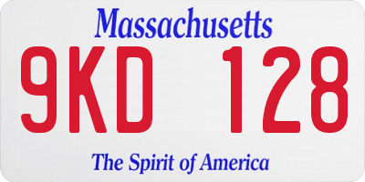 MA license plate 9KD128