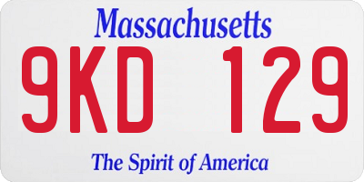 MA license plate 9KD129