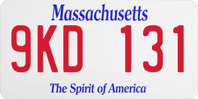 MA license plate 9KD131