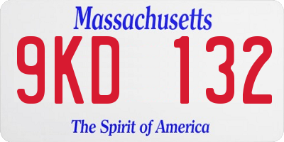 MA license plate 9KD132