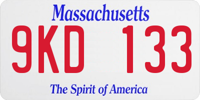 MA license plate 9KD133