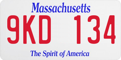 MA license plate 9KD134