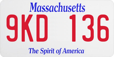 MA license plate 9KD136