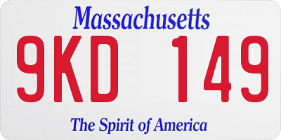 MA license plate 9KD149