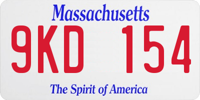 MA license plate 9KD154
