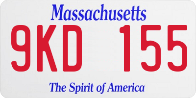 MA license plate 9KD155