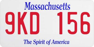 MA license plate 9KD156