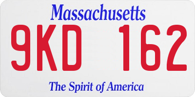 MA license plate 9KD162