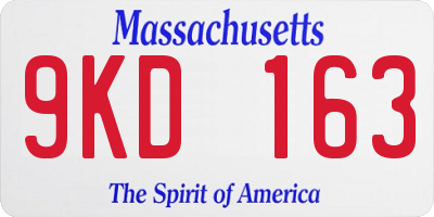 MA license plate 9KD163