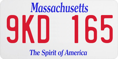 MA license plate 9KD165