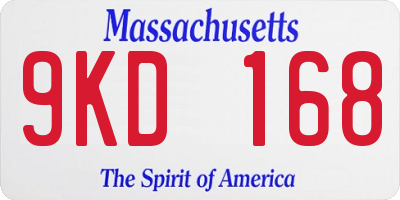 MA license plate 9KD168