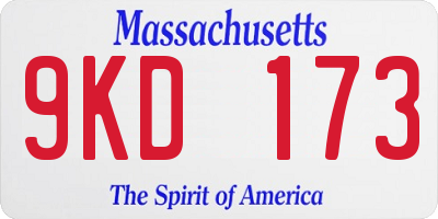 MA license plate 9KD173