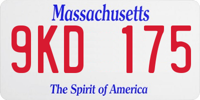 MA license plate 9KD175