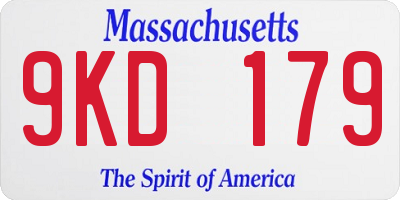 MA license plate 9KD179