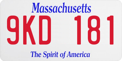 MA license plate 9KD181