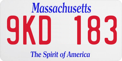 MA license plate 9KD183