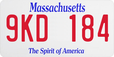 MA license plate 9KD184