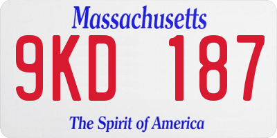 MA license plate 9KD187
