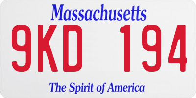 MA license plate 9KD194