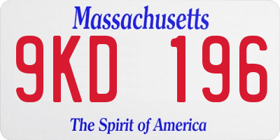 MA license plate 9KD196