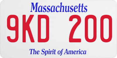 MA license plate 9KD200