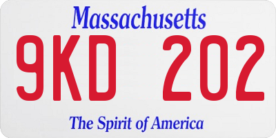 MA license plate 9KD202