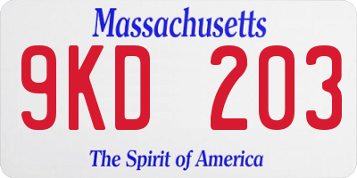 MA license plate 9KD203
