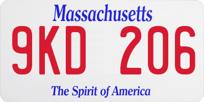MA license plate 9KD206