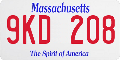 MA license plate 9KD208