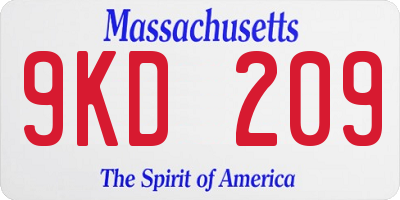 MA license plate 9KD209